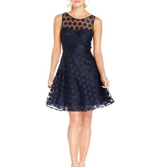 Betsey Johnson Polka Dot Dress Navy NWT - Picture 1 of 5